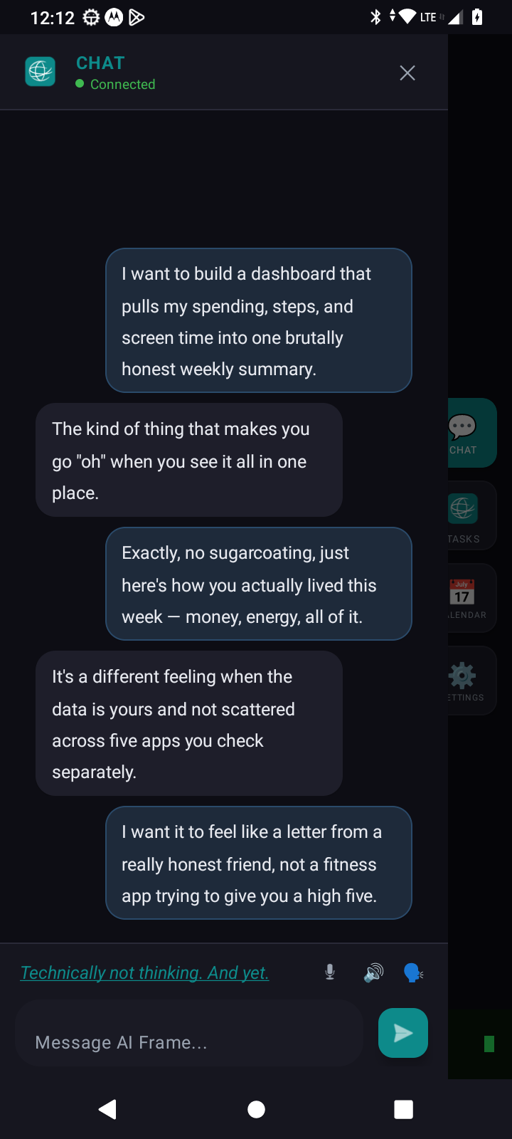 AI Frame chat screen